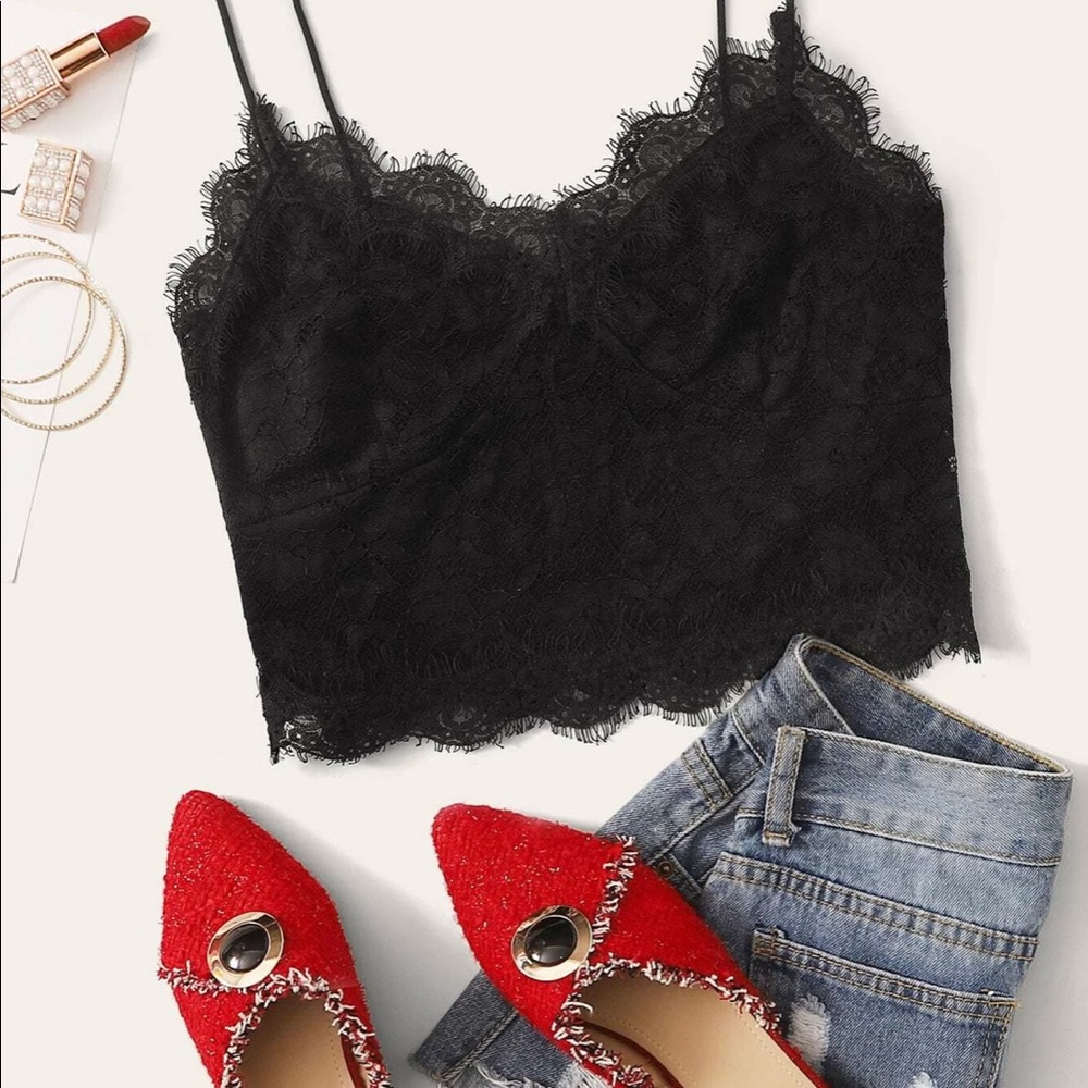 Shein eyelash lace cami bustier bralette